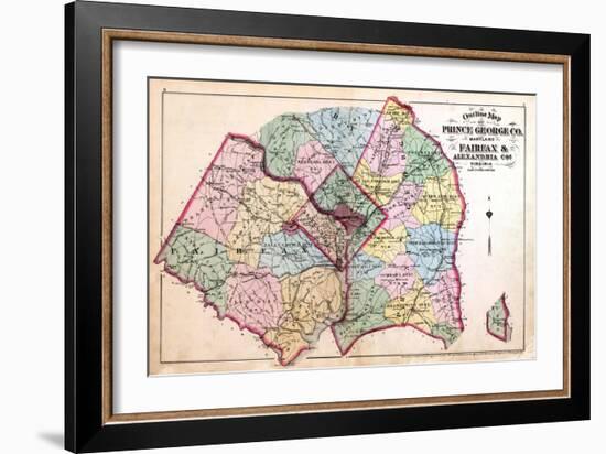 1879, Outline Map - Prince George County, Maryland, Fairfax and Alexandria Counties Virginia, Distr-null-Framed Giclee Print