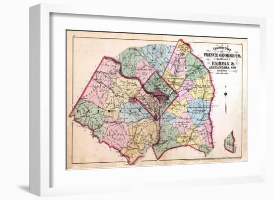 1879, Outline Map - Prince George County, Maryland, Fairfax and Alexandria Counties Virginia, Distr-null-Framed Giclee Print