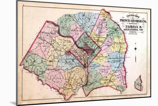 1879, Outline Map - Prince George County, Maryland, Fairfax and Alexandria Counties Virginia, Distr-null-Mounted Giclee Print