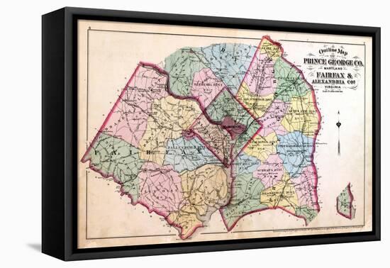 1879, Outline Map - Prince George County, Maryland, Fairfax and Alexandria Counties Virginia, Distr-null-Framed Premier Image Canvas