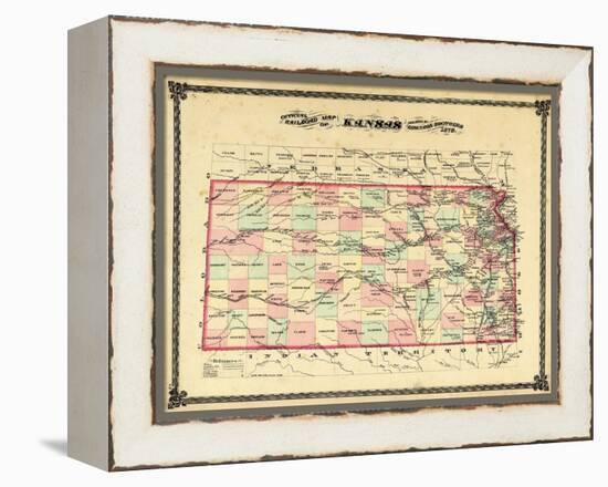 1879, Railroad Map, Kansas, StateUnited States-null-Framed Premier Image Canvas