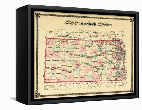 1879, Railroad Map, Kansas, StateUnited States-null-Framed Premier Image Canvas