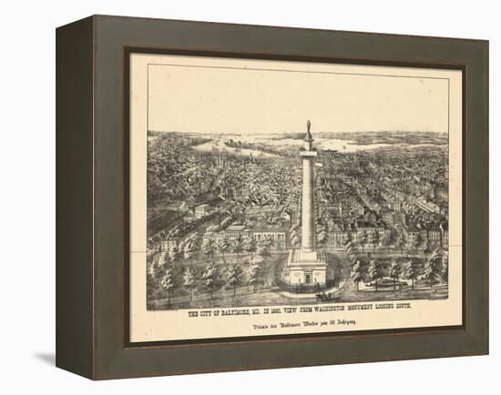 1880, Baltimore Bird's Eye View, Maryland, United States-null-Framed Premier Image Canvas