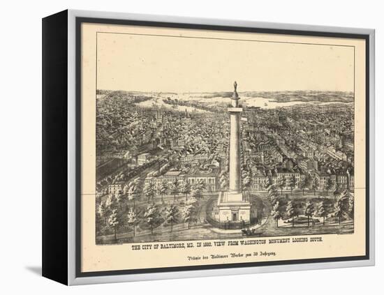 1880, Baltimore Bird's Eye View, Maryland, United States-null-Framed Premier Image Canvas