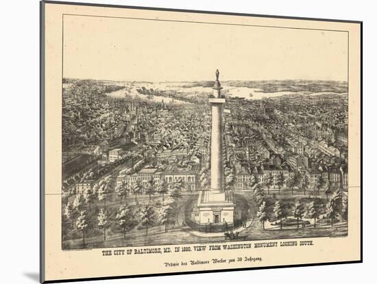 1880, Baltimore Bird's Eye View, Maryland, United States-null-Mounted Giclee Print