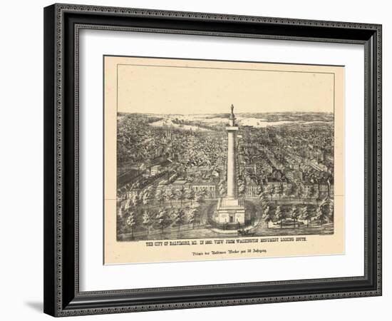 1880, Baltimore Bird's Eye View, Maryland, United States-null-Framed Giclee Print