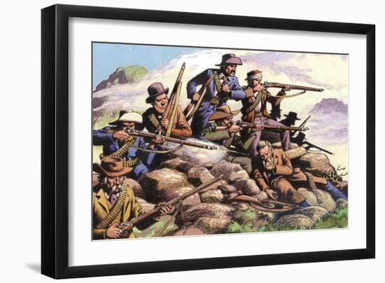 1880, Boers of the Transvaal Fighting at Majuba Hill During the First Boer War-Pat Nicolle-Framed Giclee Print