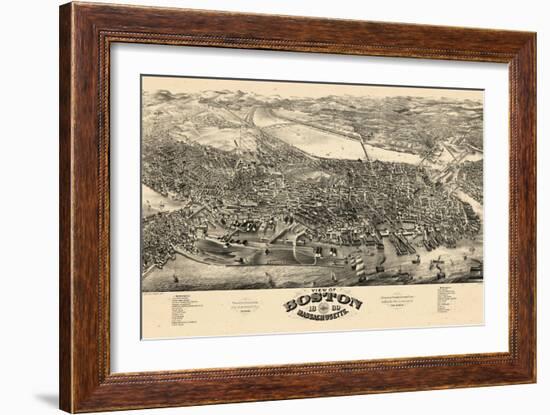 1880, Boston Bird's Eye View, Massachusetts, United States-null-Framed Giclee Print