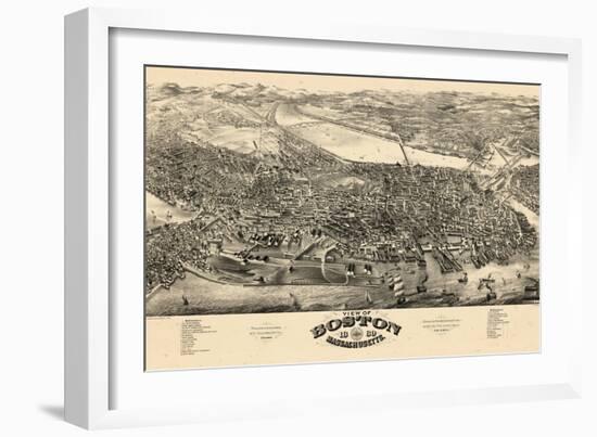 1880, Boston Bird's Eye View, Massachusetts, United States-null-Framed Giclee Print