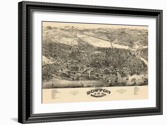 1880, Boston Bird's Eye View, Massachusetts, United States-null-Framed Giclee Print