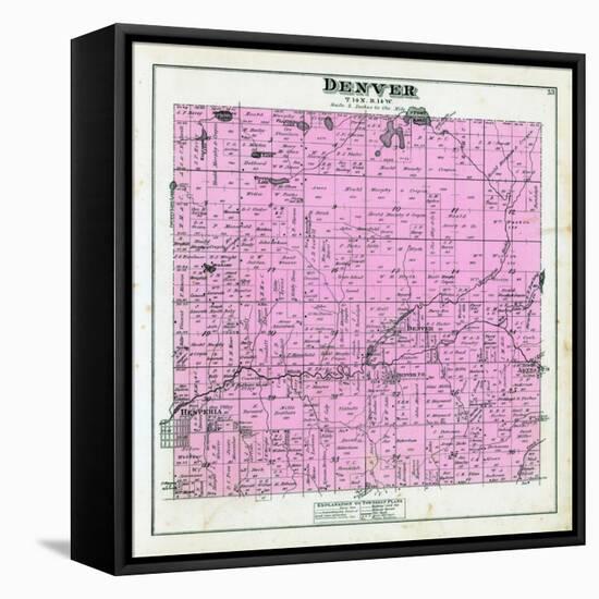 1880, Denver Township, Hesperia, Aetna P.O. Wittie Lake, Stony Lake, Flanders Lake, Mountain Lake-null-Framed Premier Image Canvas