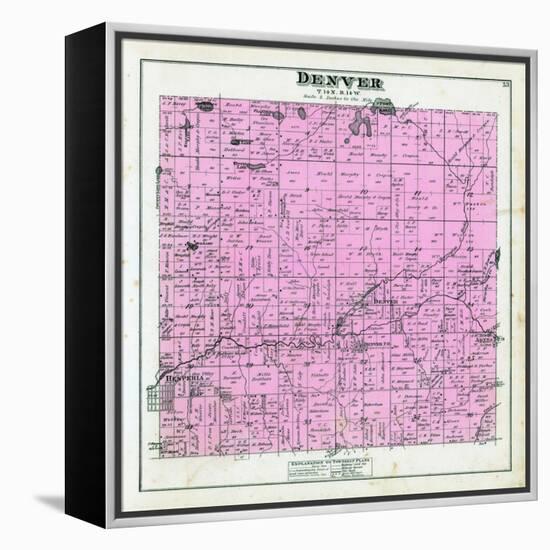 1880, Denver Township, Hesperia, Aetna P.O. Wittie Lake, Stony Lake, Flanders Lake, Mountain Lake-null-Framed Premier Image Canvas