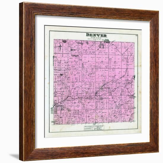 1880, Denver Township, Hesperia, Aetna P.O. Wittie Lake, Stony Lake, Flanders Lake, Mountain Lake-null-Framed Giclee Print