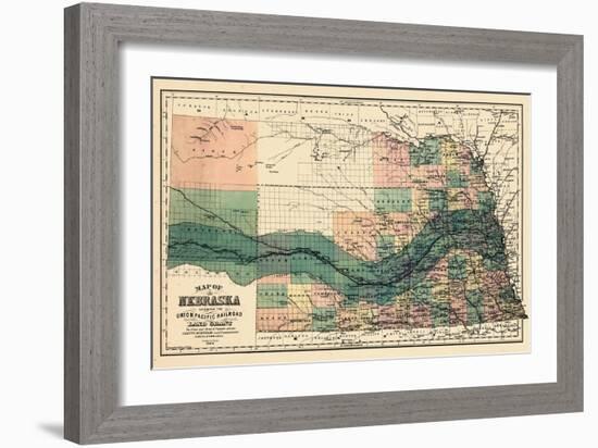 1880, Nebraska 1880 State Map, Nebraska, United States-null-Framed Giclee Print