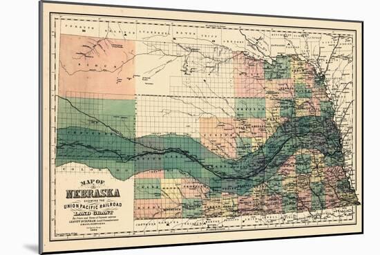 1880, Nebraska 1880 State Map, Nebraska, United States-null-Mounted Giclee Print