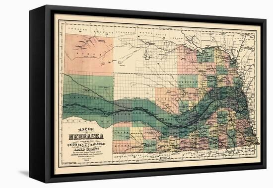 1880, Nebraska 1880 State Map, Nebraska, United States-null-Framed Premier Image Canvas