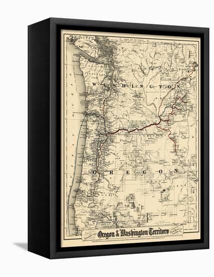 1880, Oregon and Washington State Map, Oregon, United States-null-Framed Premier Image Canvas