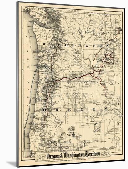 1880, Oregon and Washington State Map, Oregon, United States-null-Mounted Giclee Print