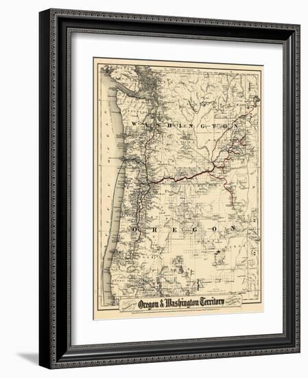 1880, Oregon and Washington State Map, Oregon, United States-null-Framed Giclee Print