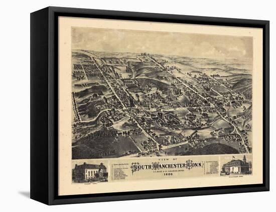 1880, South Manchester Bird's Eye View, Connecticut, United States-null-Framed Premier Image Canvas