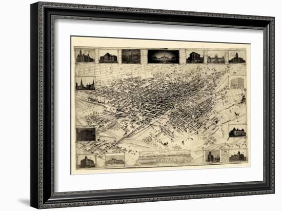 1881, Denver Bird's Eye View, Colorado, United States-null-Framed Giclee Print