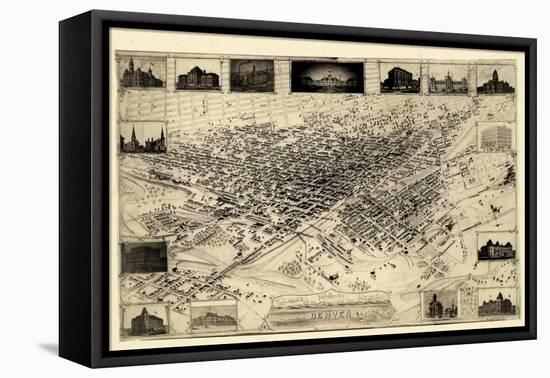 1881, Denver Bird's Eye View, Colorado, United States-null-Framed Premier Image Canvas