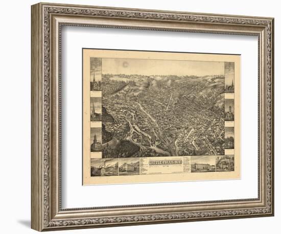 1881, Little Falls Bird's Eye View, New York, United States-null-Framed Giclee Print