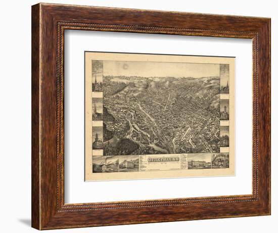 1881, Little Falls Bird's Eye View, New York, United States-null-Framed Giclee Print