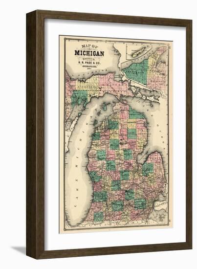 1881, Michigan State Map, Wisconsin, United States-null-Framed Giclee Print