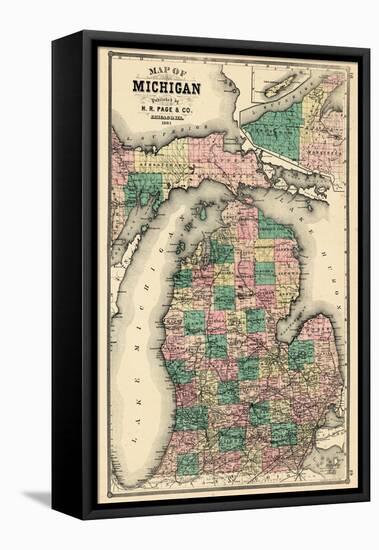 1881, Michigan State Map, Wisconsin, United States-null-Framed Premier Image Canvas