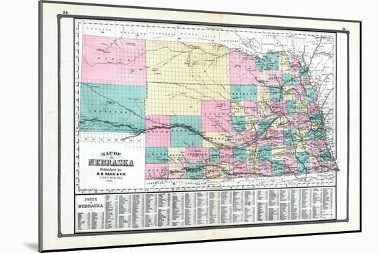 1881, Nebraska State Map, United States-null-Mounted Giclee Print