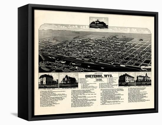 1882, Cheyenne 1882 Bird's Eye View, Wyoming, United States-null-Framed Premier Image Canvas