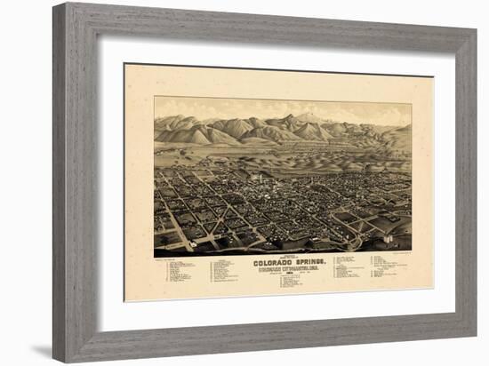 1882, Colorado Springs 1882c Bird's Eye View, Colorado, United States-null-Framed Giclee Print