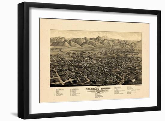 1882, Colorado Springs 1882c Bird's Eye View, Colorado, United States-null-Framed Giclee Print