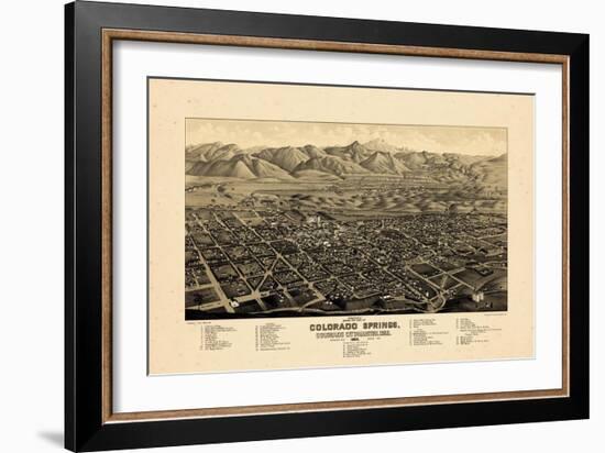 1882, Colorado Springs 1882c Bird's Eye View, Colorado, United States-null-Framed Giclee Print