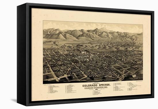 1882, Colorado Springs 1882c Bird's Eye View, Colorado, United States-null-Framed Premier Image Canvas