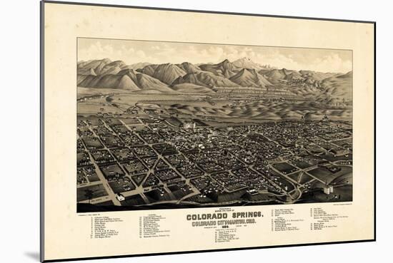 1882, Colorado Springs - Colorado City - Manitou Bird's Eye View, Colorado, United State-null-Mounted Giclee Print
