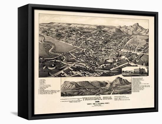 1882, Trinidad Bird's Eye View, Colorado, United States-null-Framed Premier Image Canvas