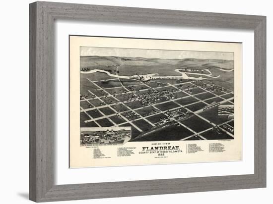 1883, Flandreau Bird's Eye View, South Dakota, United States-null-Framed Giclee Print