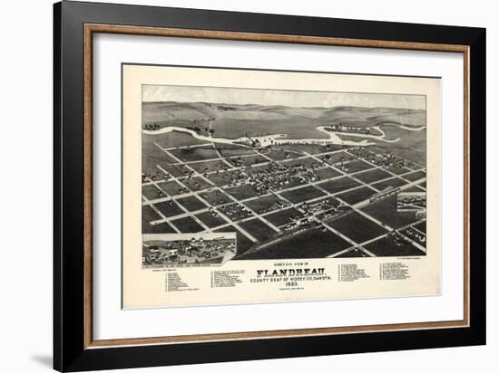 1883, Flandreau Bird's Eye View, South Dakota, United States-null-Framed Giclee Print