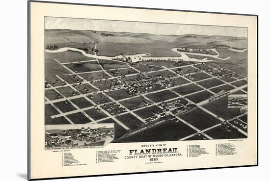 1883, Flandreau Bird's Eye View, South Dakota, United States-null-Mounted Giclee Print