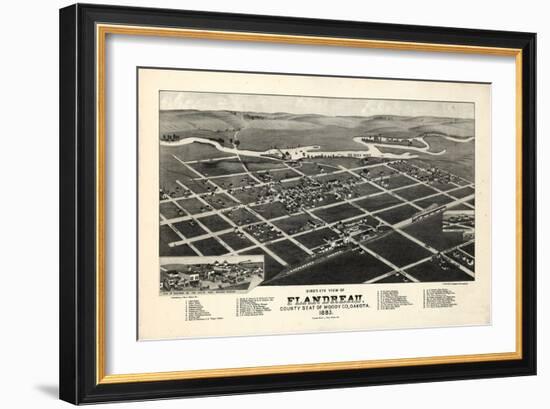 1883, Flandreau Bird's Eye View, South Dakota, United States-null-Framed Giclee Print