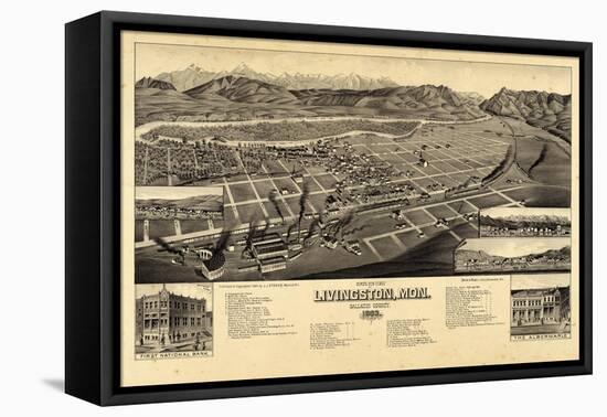 1883, Livingston Bird's Eye View, Montana, United States-null-Framed Premier Image Canvas