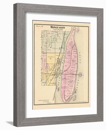 1883, Monguagon Township, Trenton, Detroit River, Hickory Isle, Sibleys Station, Michig-null-Framed Giclee Print