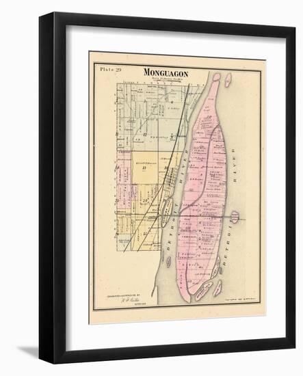 1883, Monguagon Township, Trenton, Detroit River, Hickory Isle, Sibleys Station, Michig-null-Framed Giclee Print