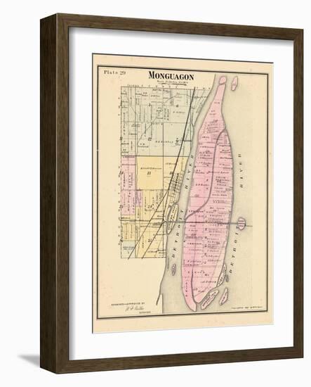 1883, Monguagon Township, Trenton, Detroit River, Hickory Isle, Sibleys Station, Michig-null-Framed Premium Giclee Print