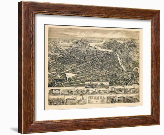 1883, Nashua Bird's Eye View, New Hampshire, United States-null-Framed Giclee Print