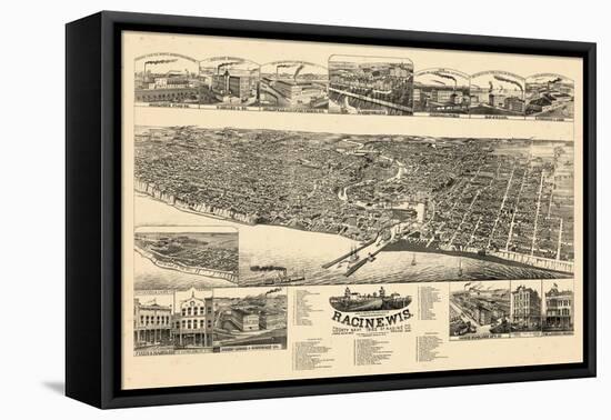 1883, Racine Bird's Eye View, Wisconsin, United States-null-Framed Premier Image Canvas