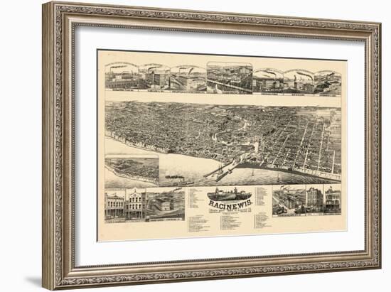 1883, Racine Bird's Eye View, Wisconsin, United States-null-Framed Giclee Print