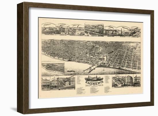 1883, Racine Bird's Eye View, Wisconsin, United States-null-Framed Giclee Print